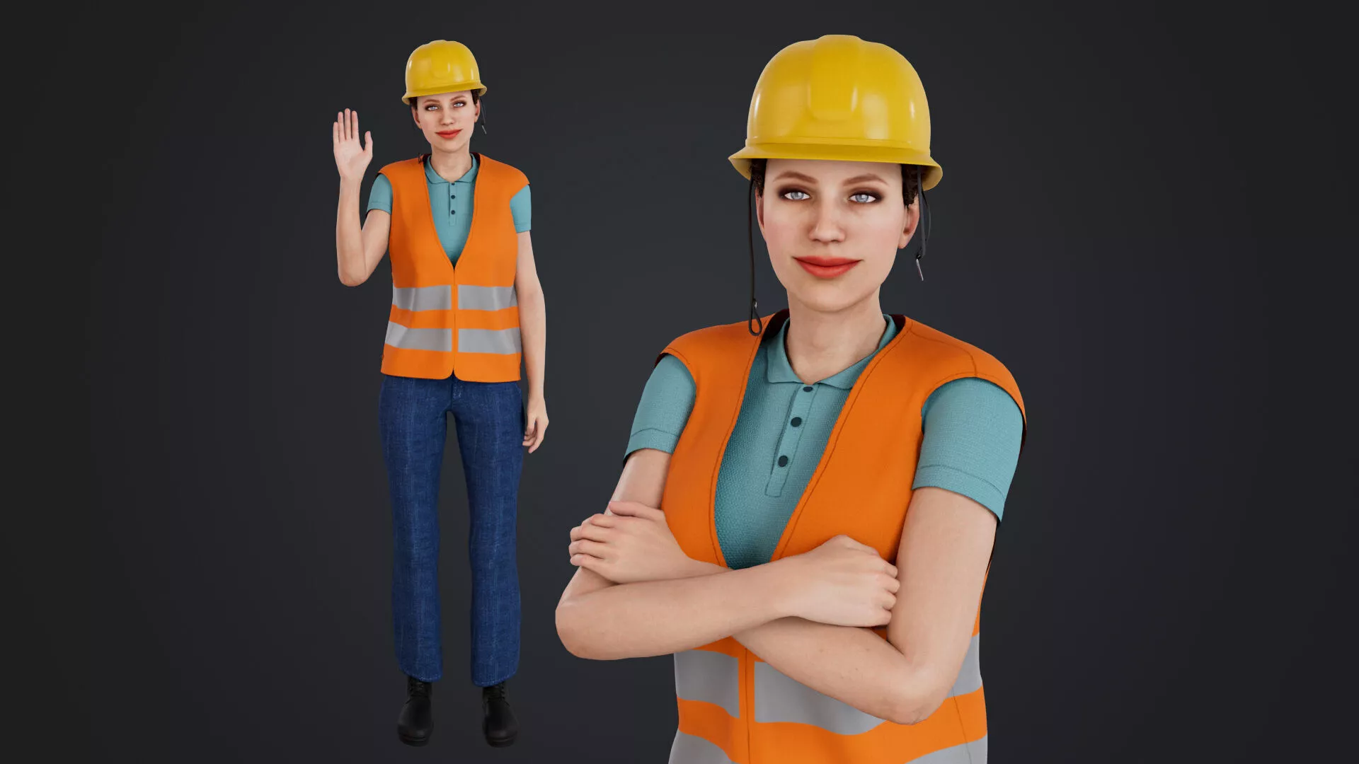 Worker Low-poly 3D model