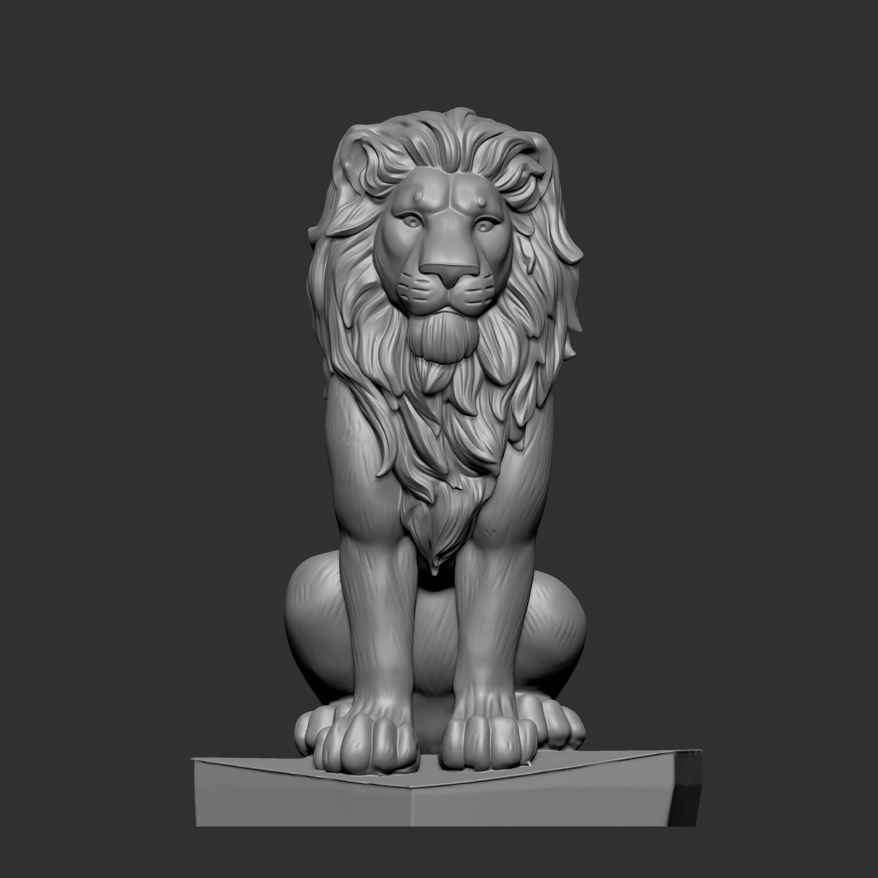 sitting lion statue 3D print model
