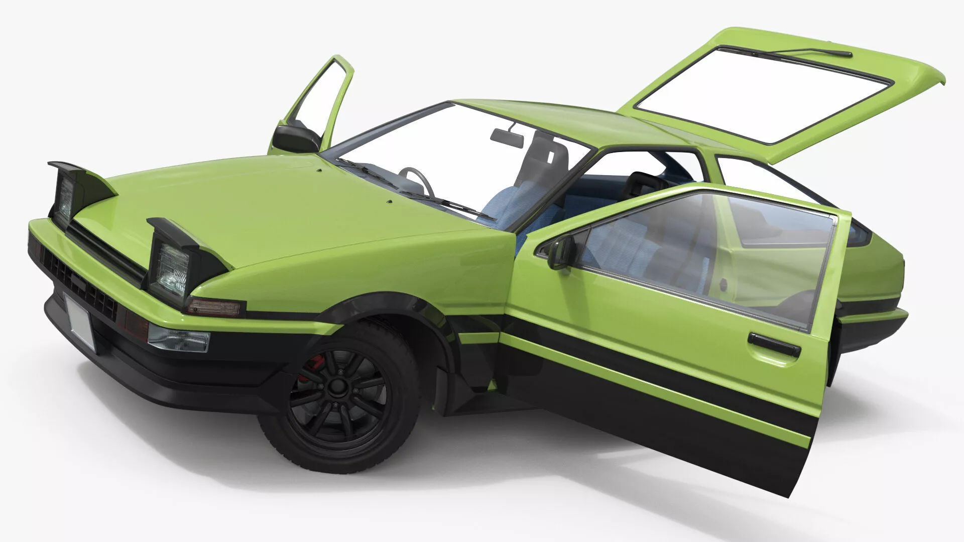 Retro Coupe with Pop-Up Headlights Rigged for Cinema 4D 3D model