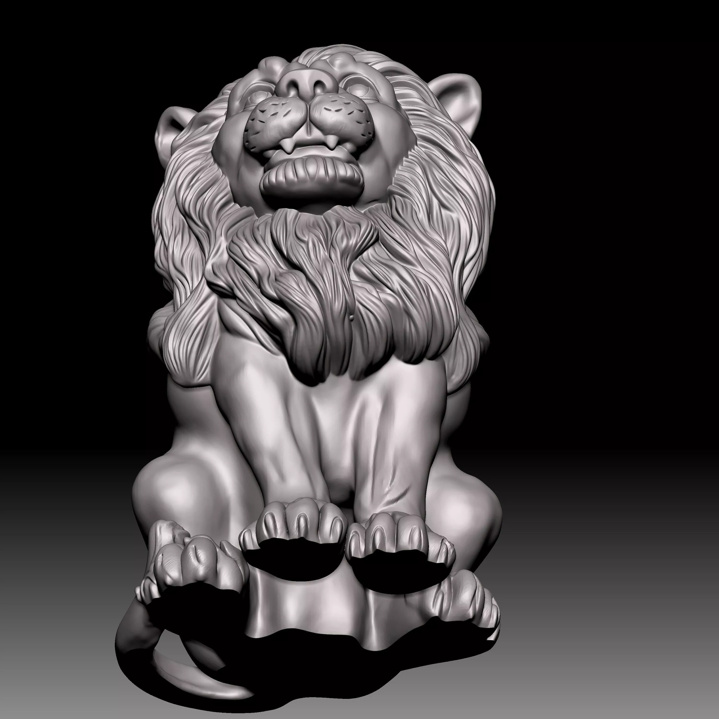 sitting lion 3D print model