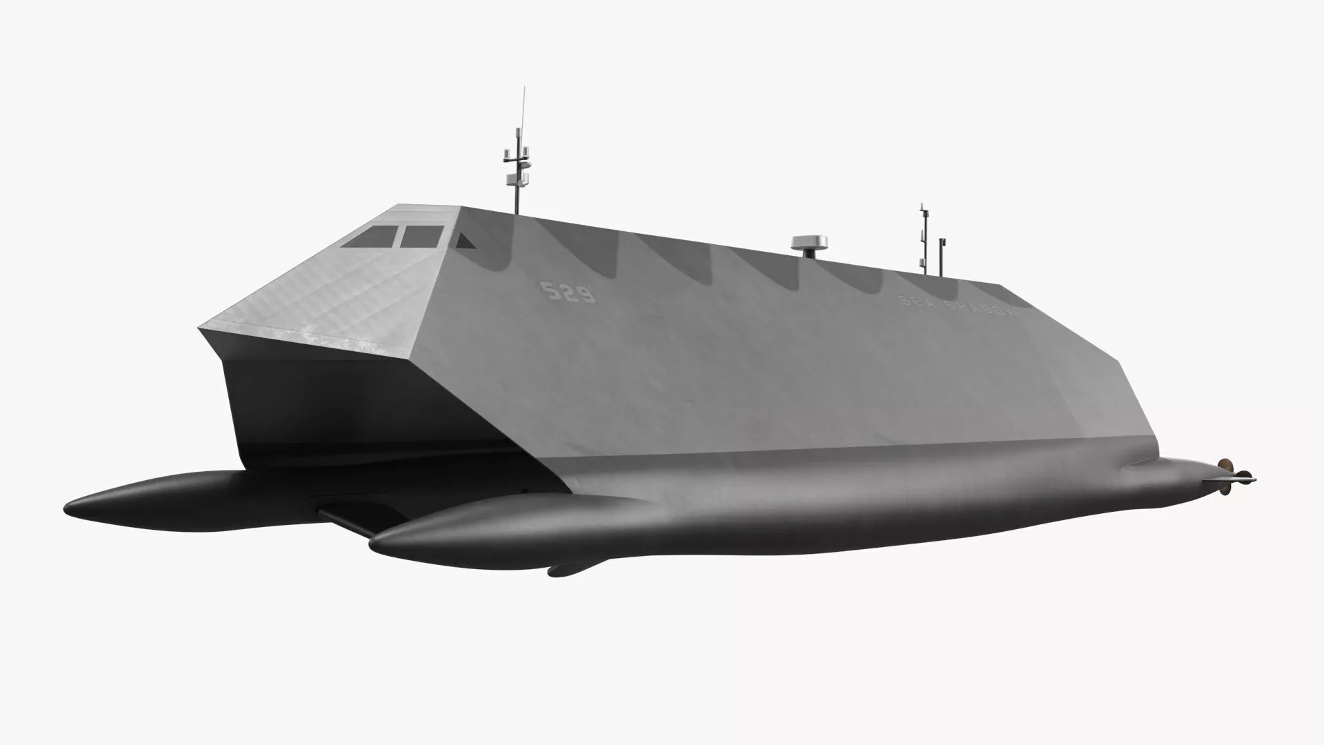 Sea Shadow IX-529 Radar-Invisible Vessel Rigged for Maya 3D model