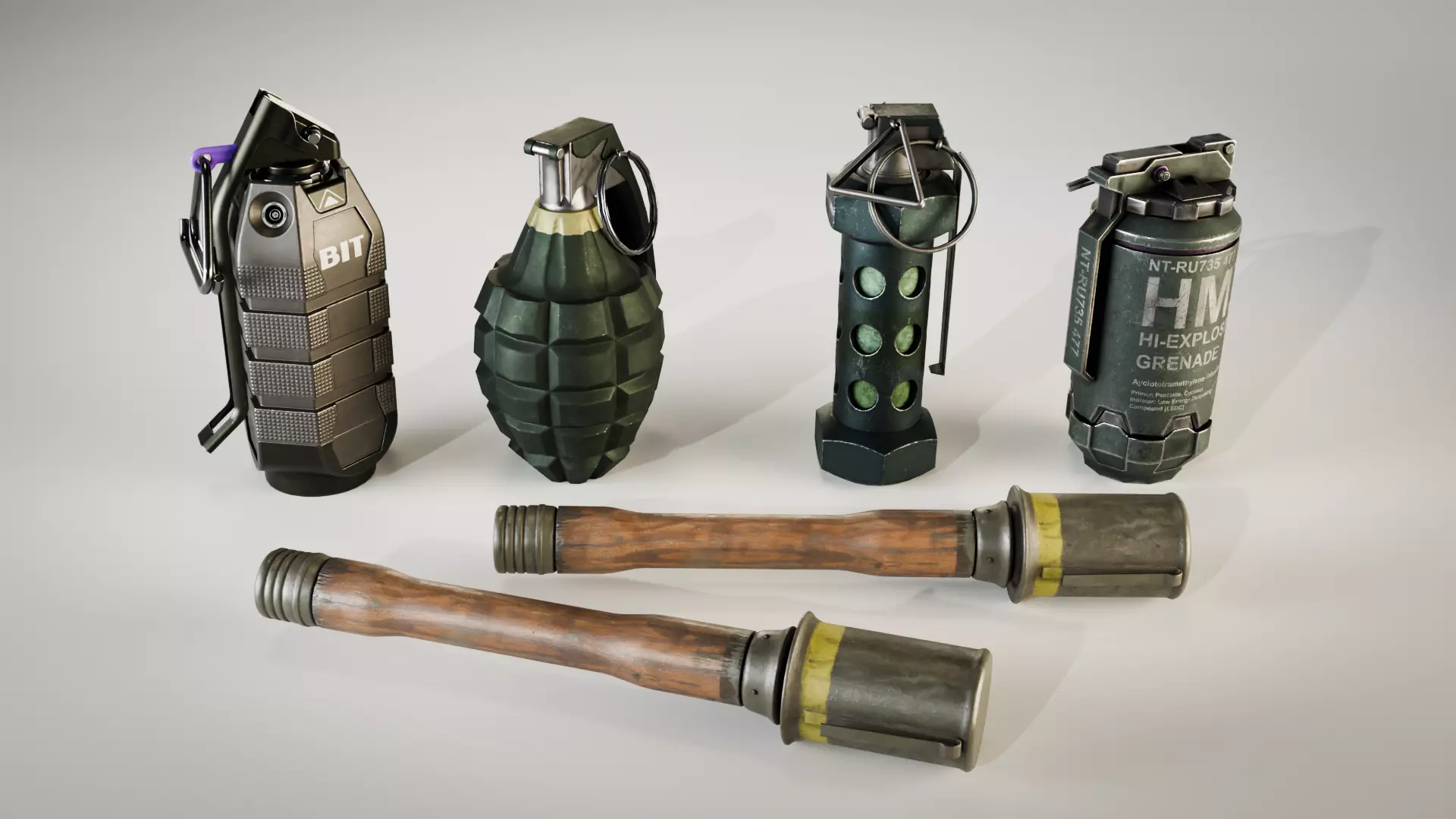 Game-Ready Grenade Pack Low-poly 3D model