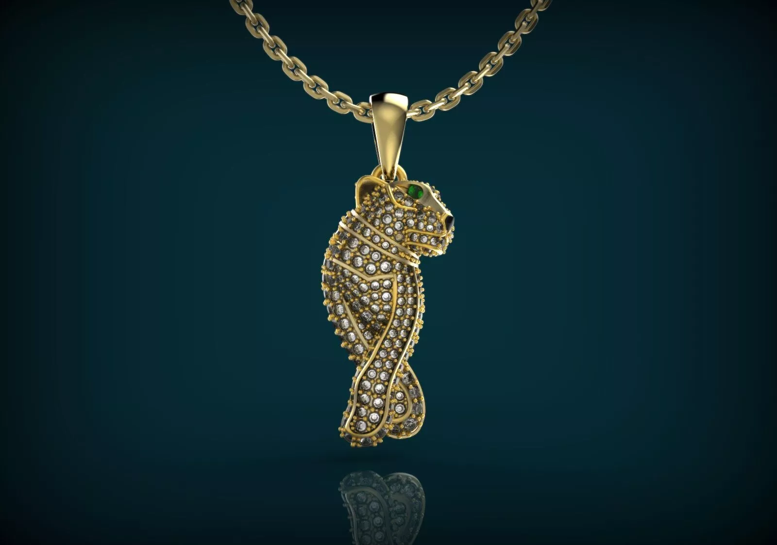 Panther Pendant Luxury Diamond Gold 3D print model