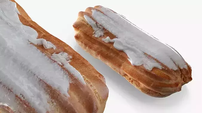 Glazed Custard Filled Eclair 3D model 4