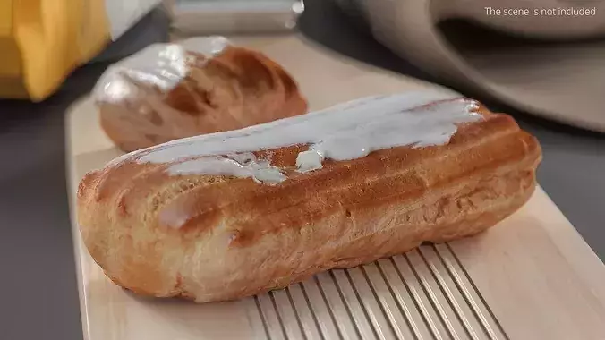 Glazed Custard Filled Eclair 3D model
