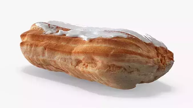 Glazed Custard Filled Eclair 3D model 2
