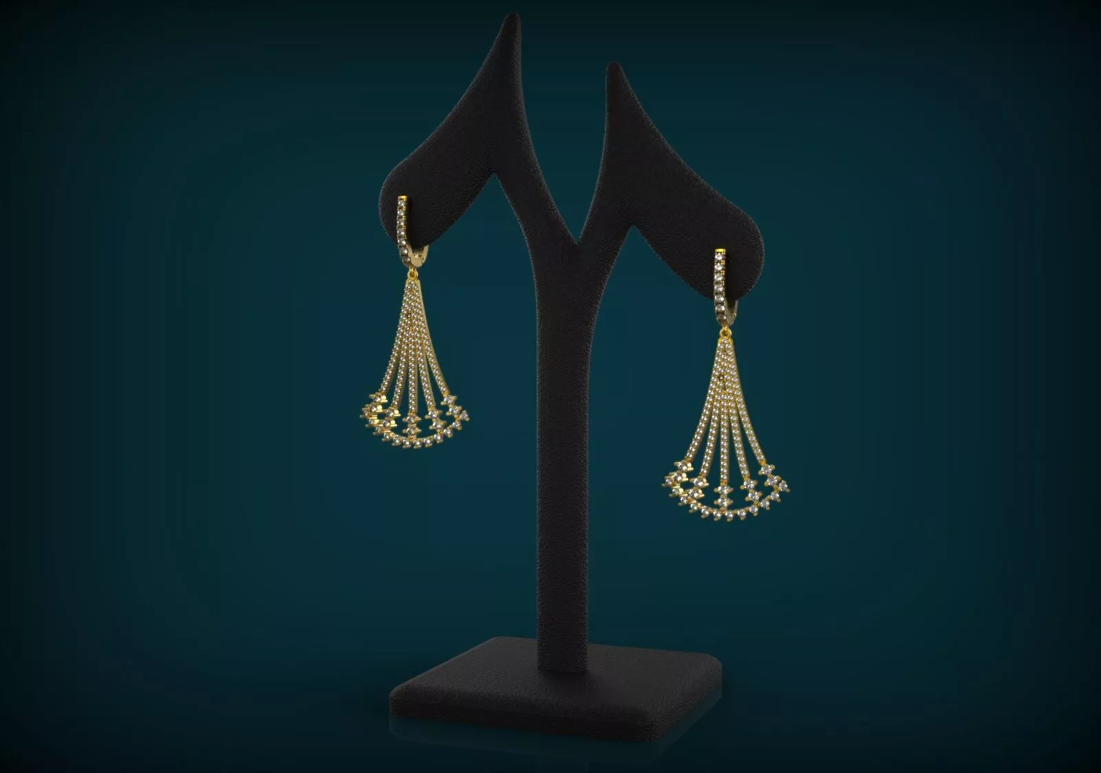 Elegant Earrings Gold Jewelry Brand 3D print model