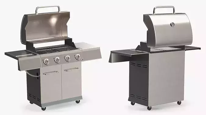 Four-Burner Outdoor Gas Grill 3D model 4