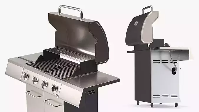 Four-Burner Outdoor Gas Grill 3D model 5