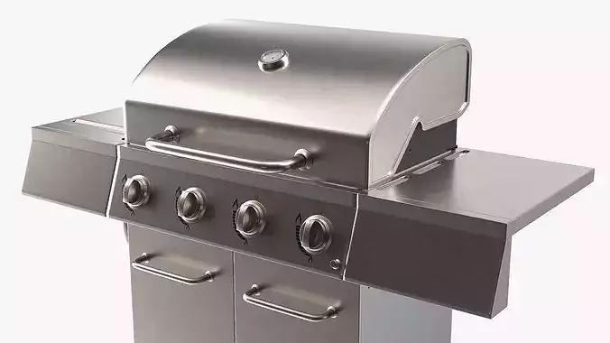 Four-Burner Outdoor Gas Grill 3D model 7