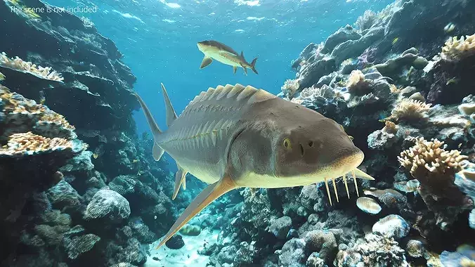 Sturgeon Fish Rigged 3D model 3