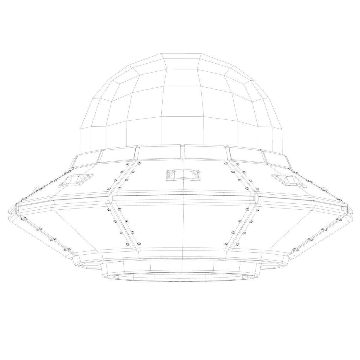 Low Poly Cartoon UFO Low-poly 3D model_2