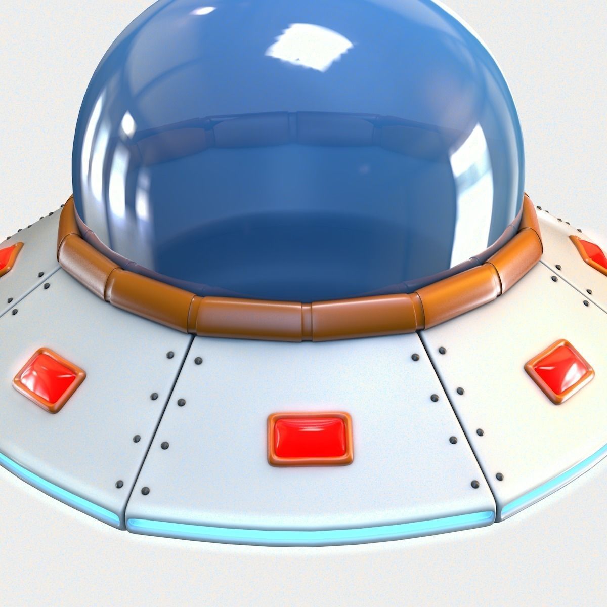 Low Poly Cartoon UFO Low-poly 3D model_5