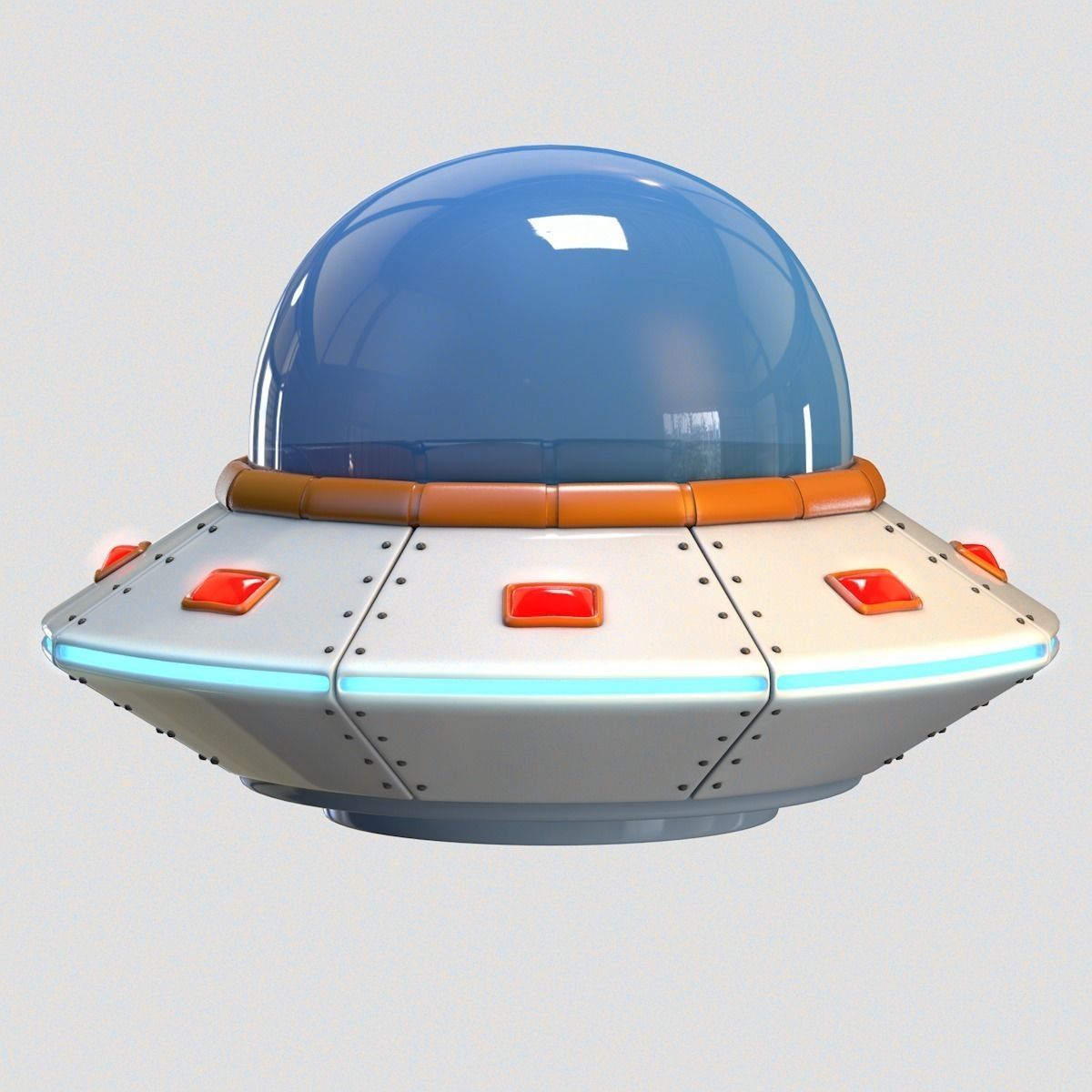 Low Poly Cartoon UFO Low-poly 3D model_0