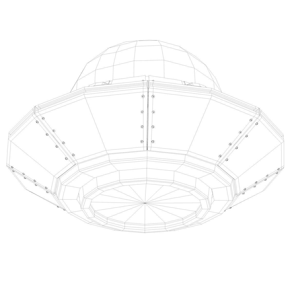 Low Poly Cartoon UFO Low-poly 3D model_4