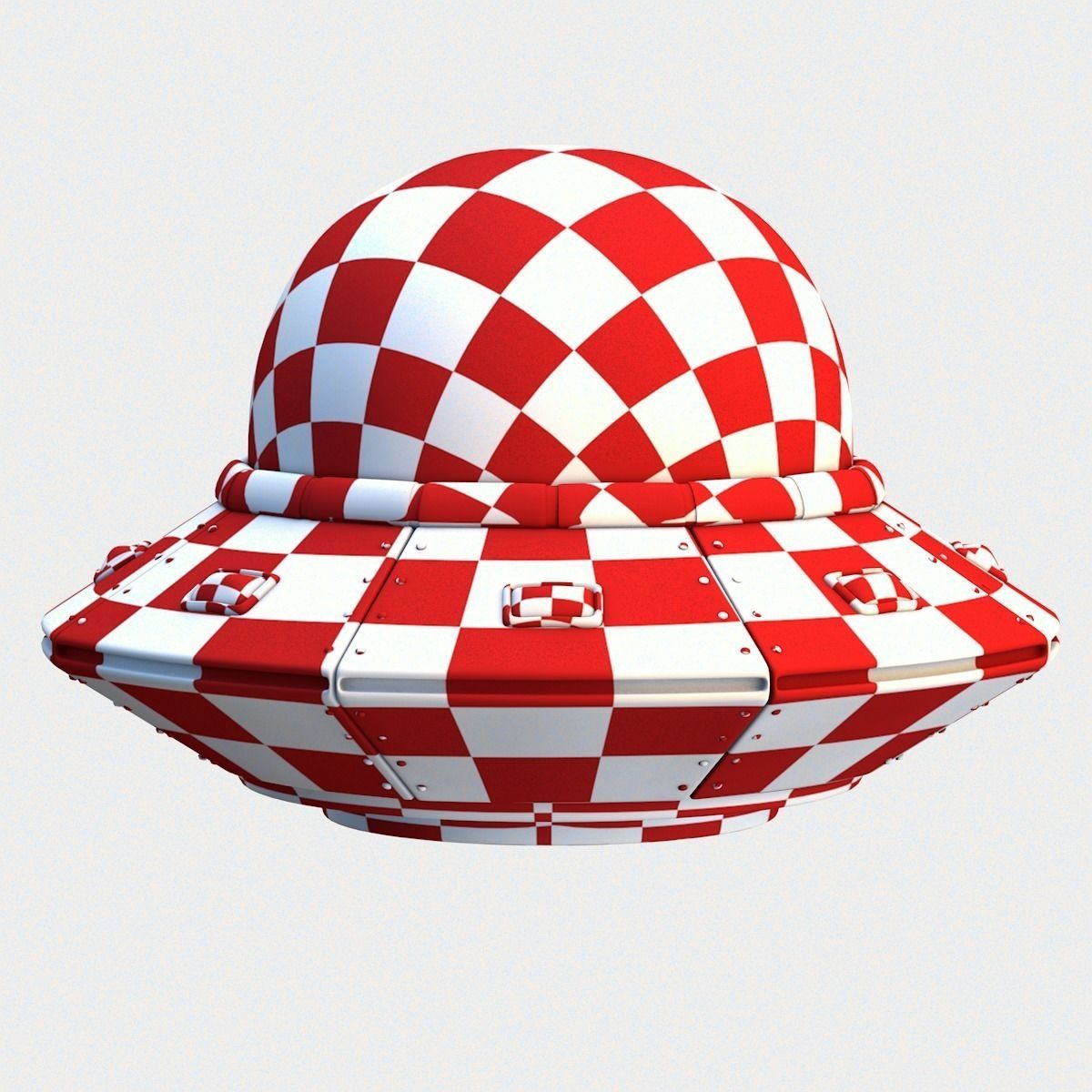 Low Poly Cartoon UFO Low-poly 3D model_10