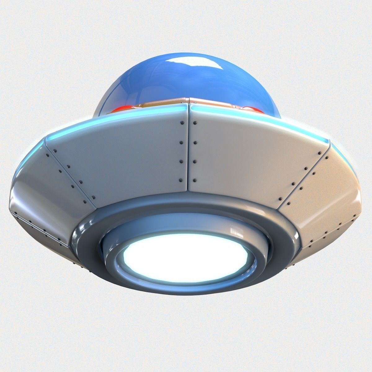 Low Poly Cartoon UFO Low-poly 3D model_3