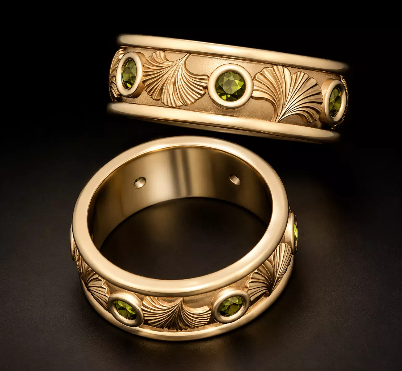 Ginkgo Leaf Diamond Ring STL 3D print model