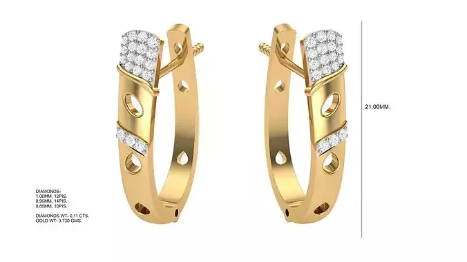 Luxury Women Hoop Earrings 3D Render