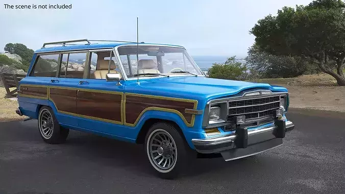 Vintage Family Station Wagon Blue 3D model 2