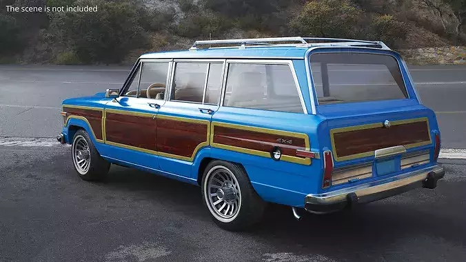 Vintage Family Station Wagon Blue 3D model 3