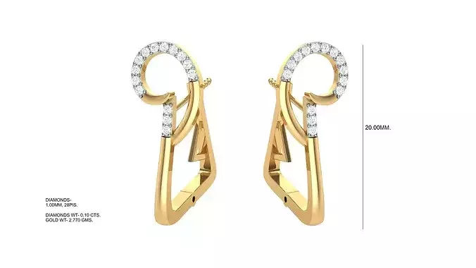 Trendy Women Bali Earrings CAD Design