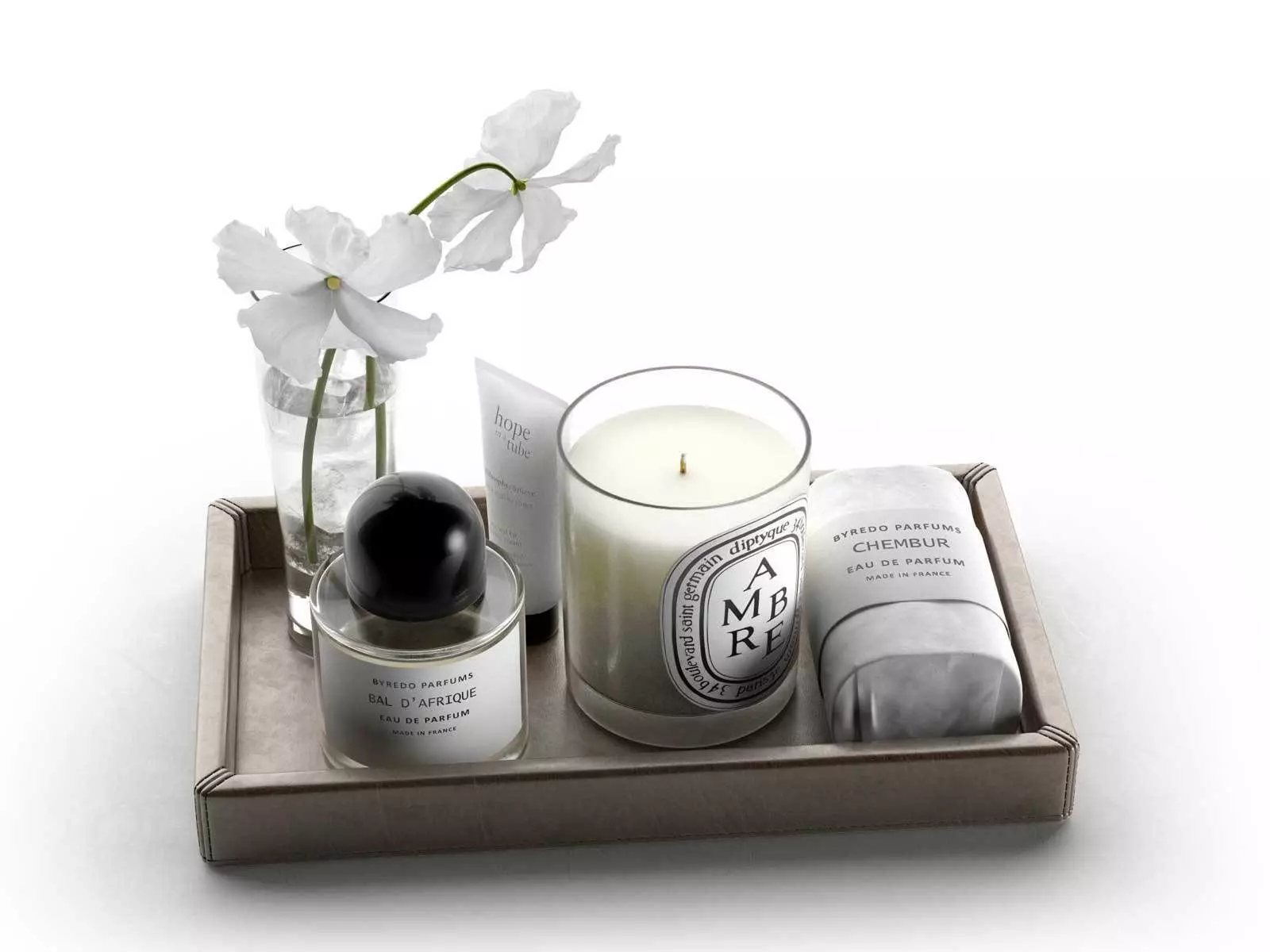 Byredo Products with Vase on Tray 3D model_0