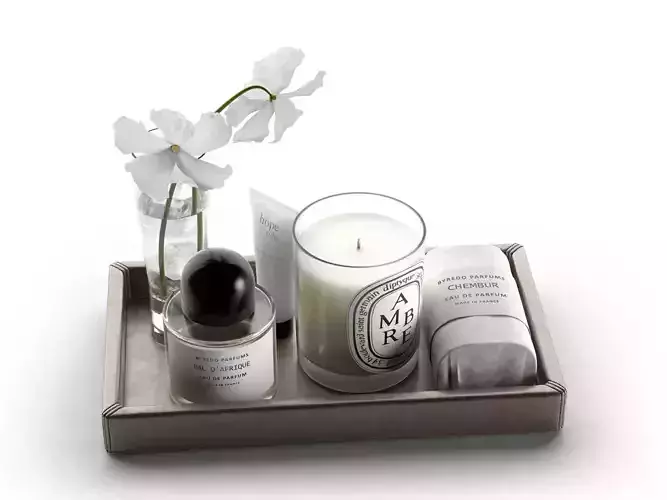 Byredo Products with Vase on Tray 3D model