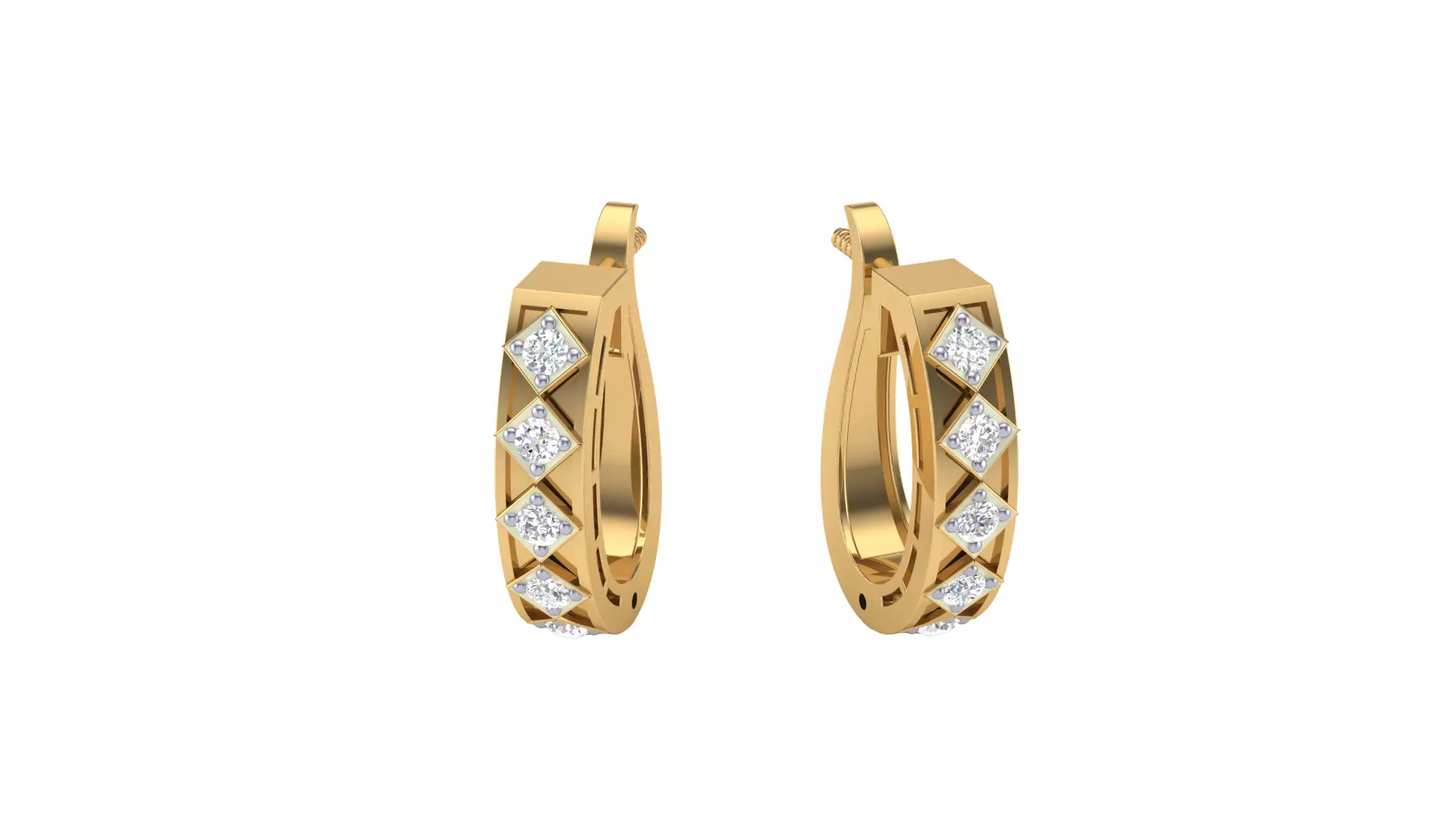Gold Hoop Bali Earrings Jewelry Design 3D print model