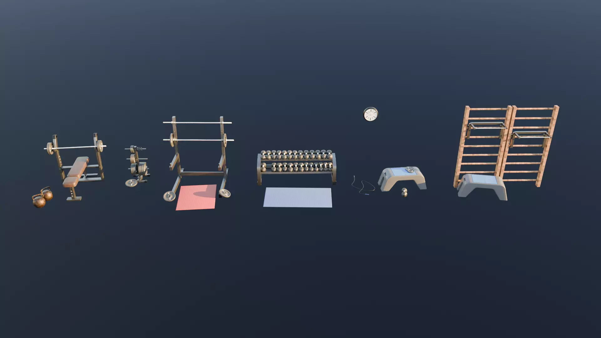Home Gym Equipment Pack Low-poly 3D model