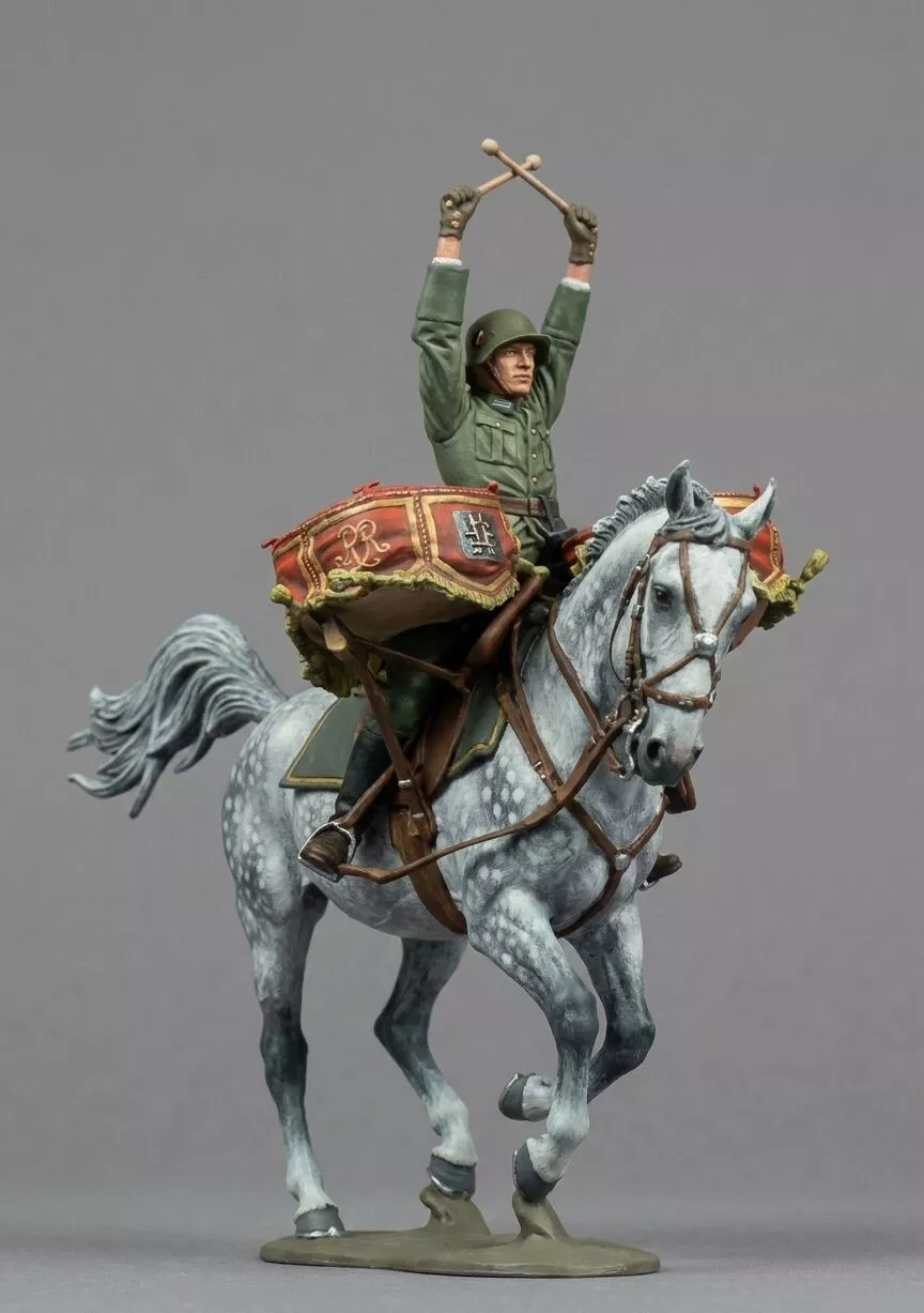 Mounted Military Drummer on Dapple Grey Horse STL 3D print model