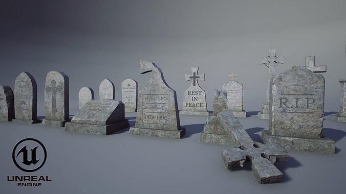 Tombstone PACK UE4 Unity PBR Low-poly 3D model