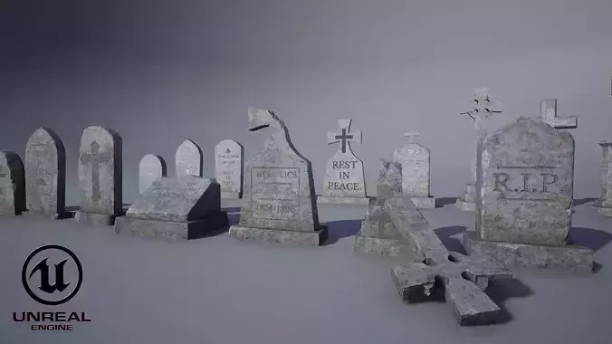 Tombstone PACK UE4 Unity PBR Low-poly 3D model