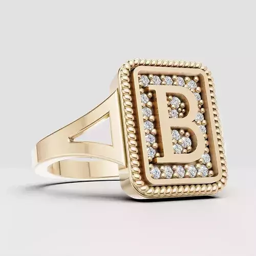 B Monogram Pinky Signet Ring 3D print model