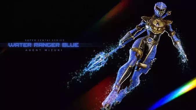 Female Sentai Ranger Game Character - Blue Water - Agent Mizuki