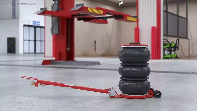 Compact Air Spring Vehicle Jack Red 3D model 2