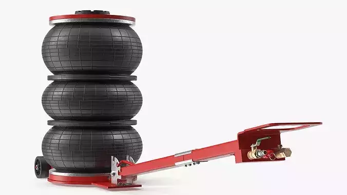 Compact Air Spring Vehicle Jack Red 3D model 3