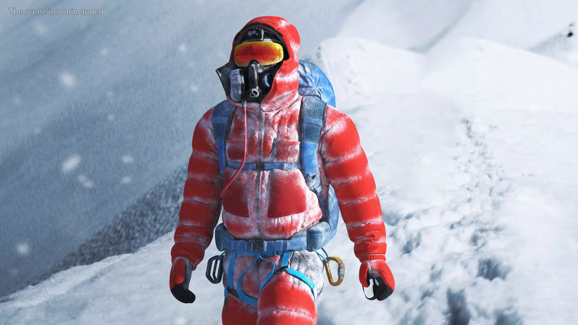 Snow Covered Mountain Climber Rigged for Cinema 4D 3D model
