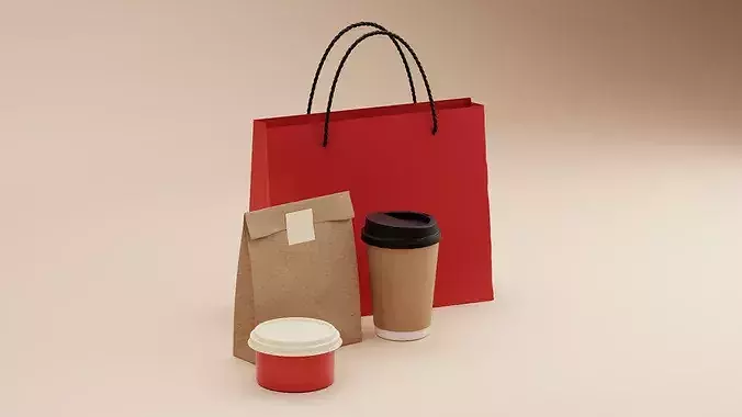 Takeaway set 3D model 4