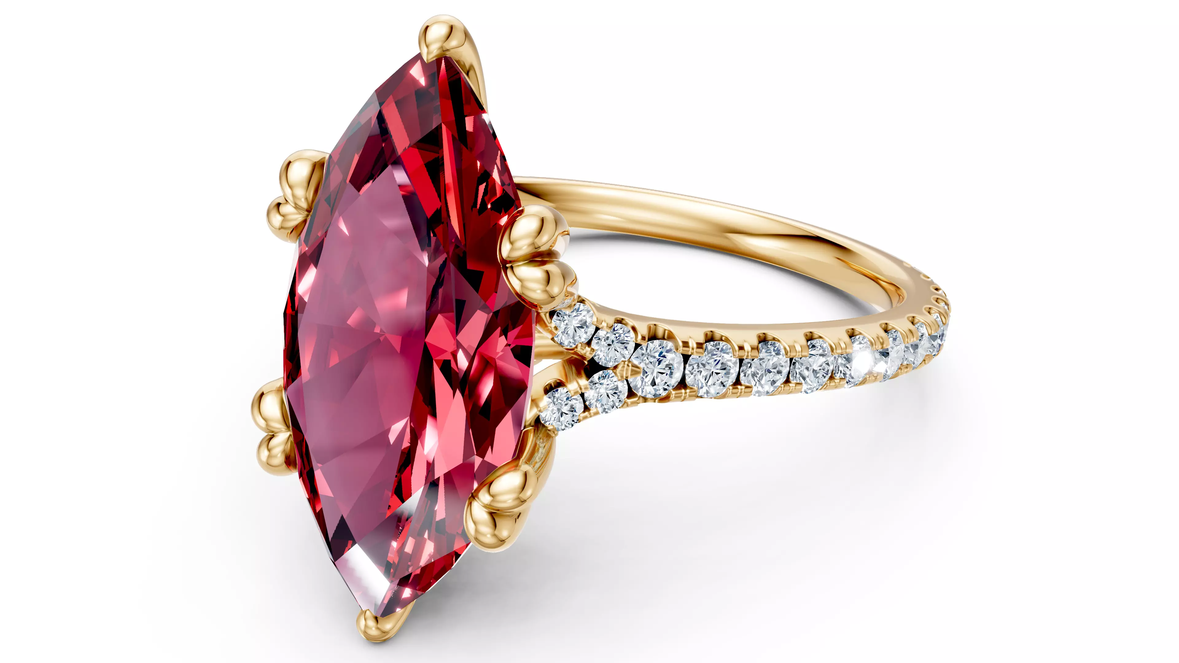 Elle Solitaire Lab Marquise Diamond Engagement Ring 3D print model