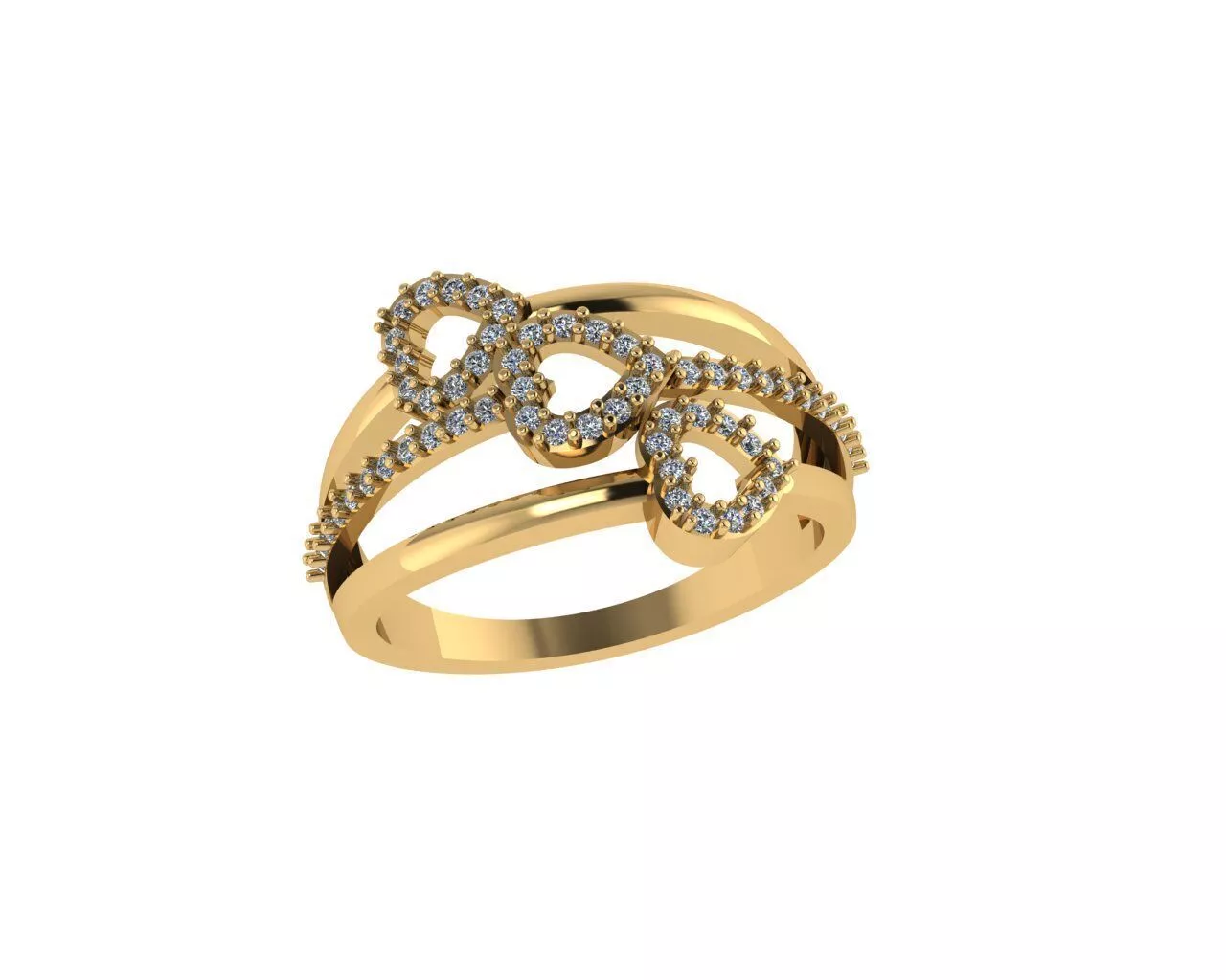 Triple Heart Diamond Rings 3D print model
