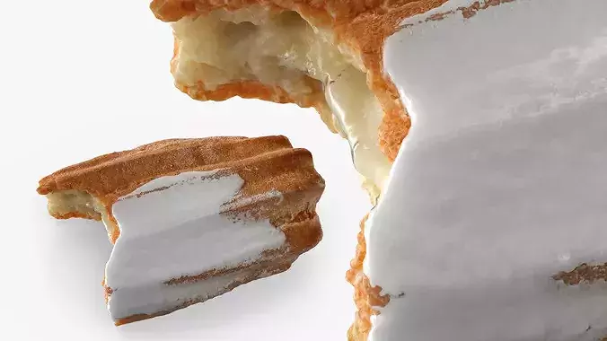 Eclair with Vanilla Cream Bite 3D model 5