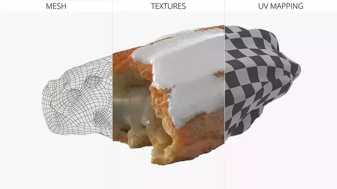 Eclair with Vanilla Cream Bite 3D model 7