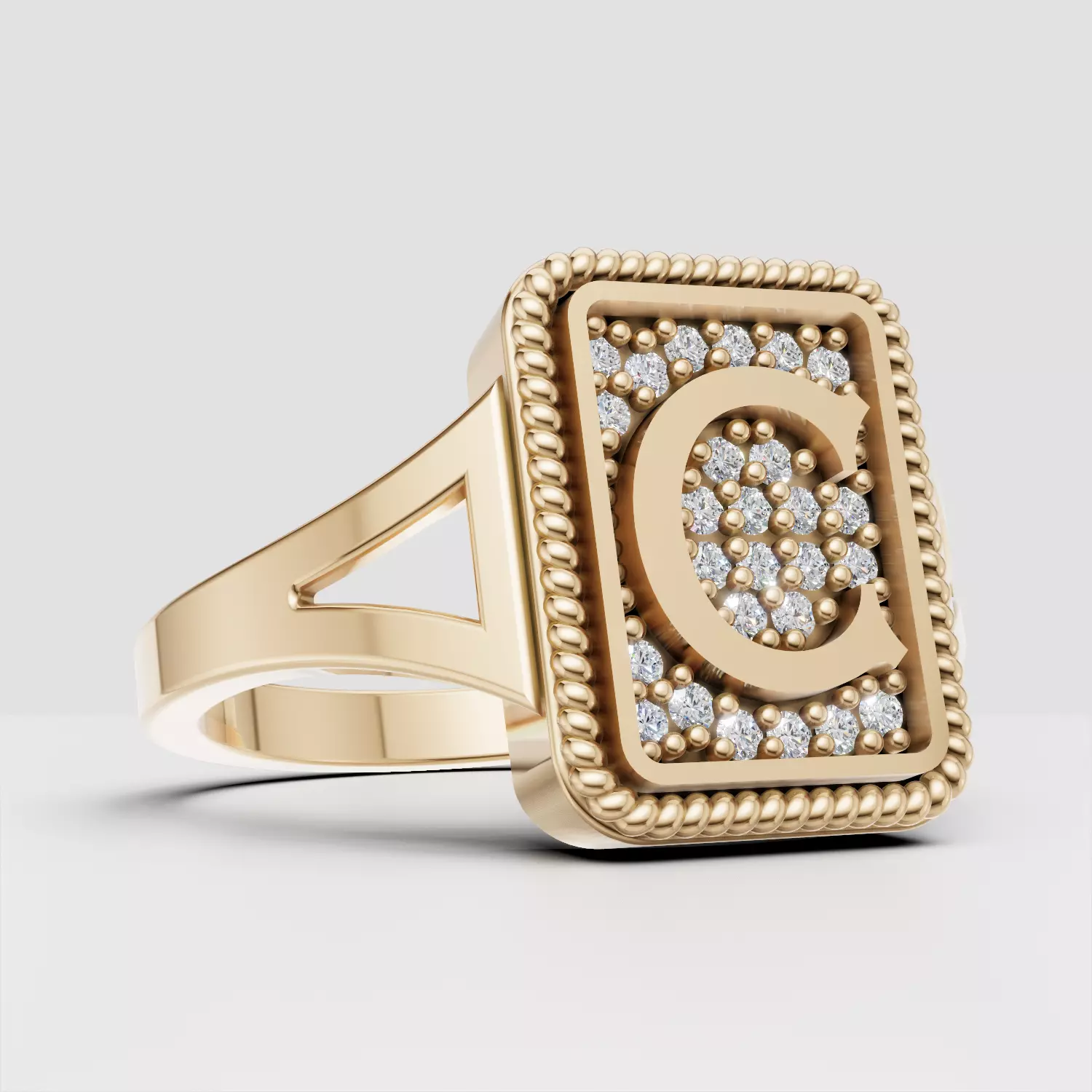 C Monogram Pinky Signet Ring 3D print model