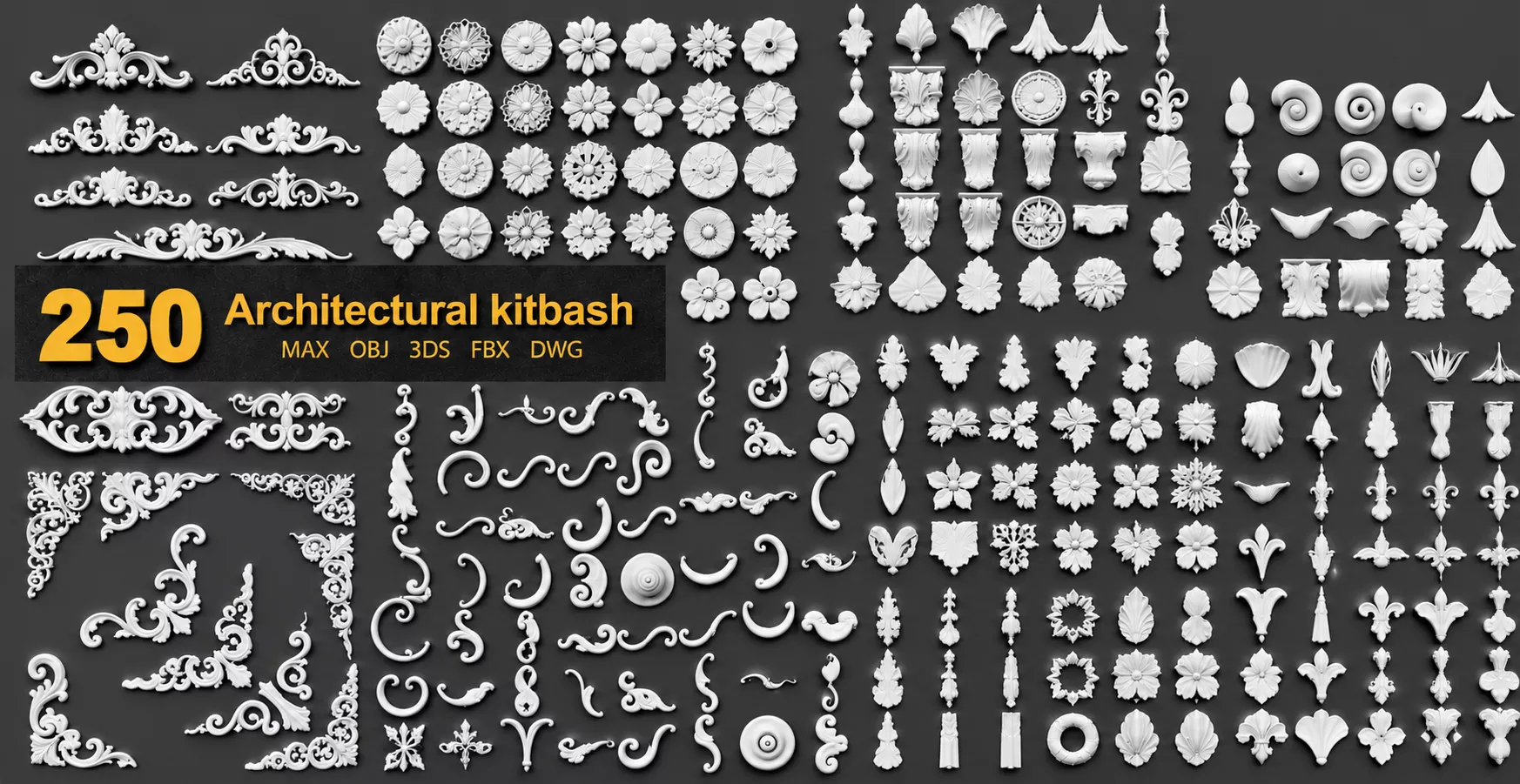 250 ARCHITECTURAL KITBASH - VOL 001 3D model Low-poly 3D model