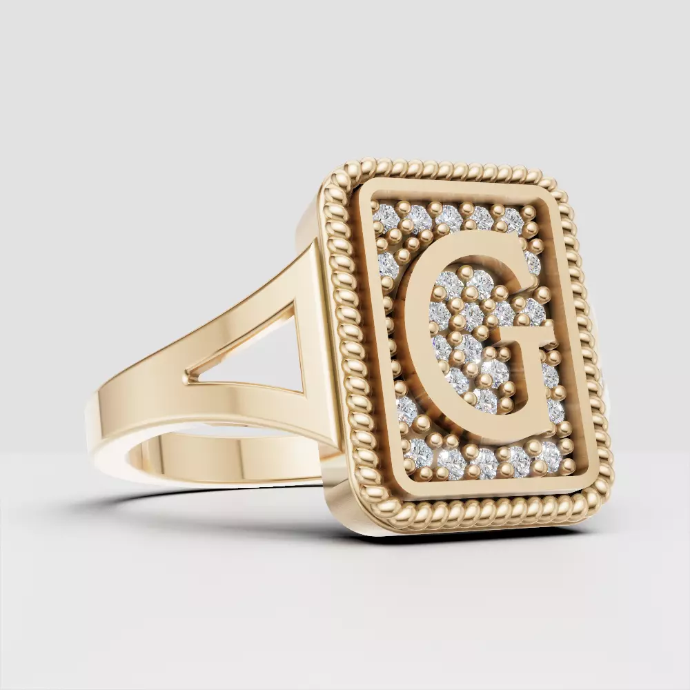 G Monogram Pinky Signet Ring 3D print model
