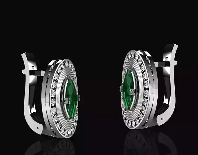 Oval earrings with gems