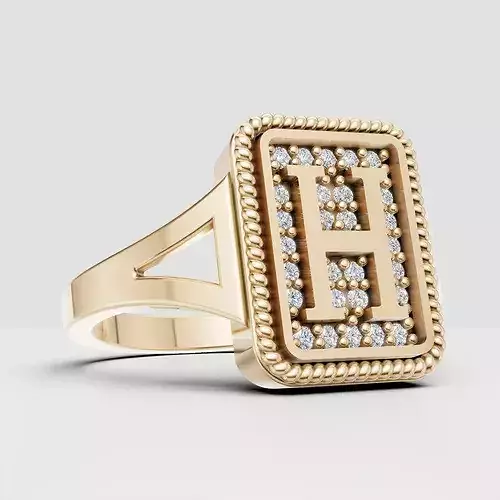 H Monogram Pinky Signet Ring