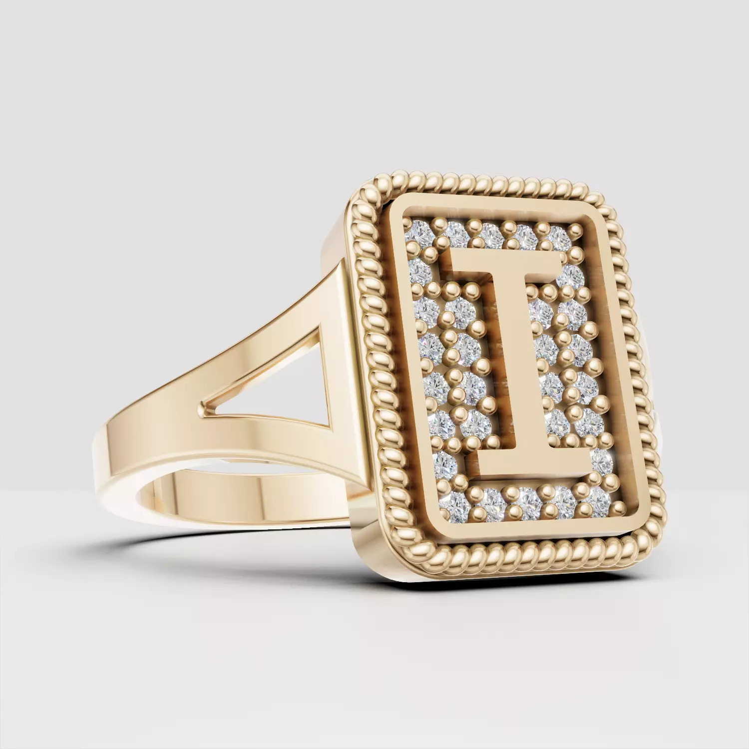 I Monogram Pinky Signet Ring 3D print model