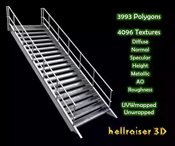 Metal Stairs - PBR - Textured